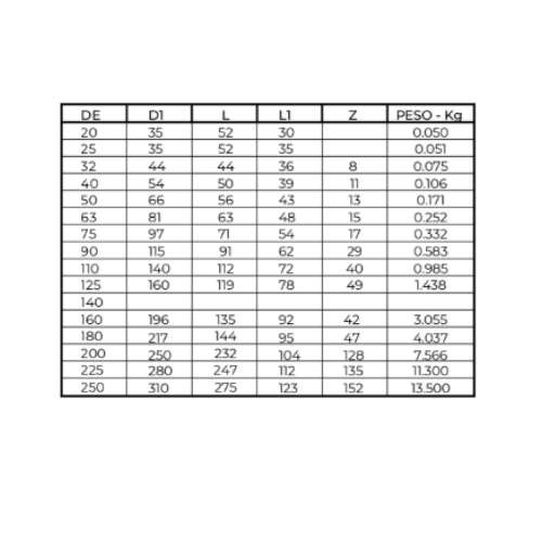 Ficha técnica — Joelho 45º EF